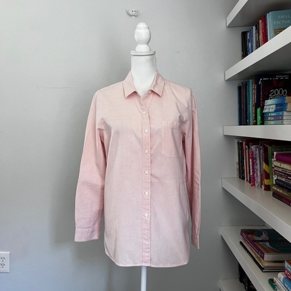 Barbour Beachfront Pink Stripe Button Front Linen & Cotton Shirt size 8 - Picture 1 of 14